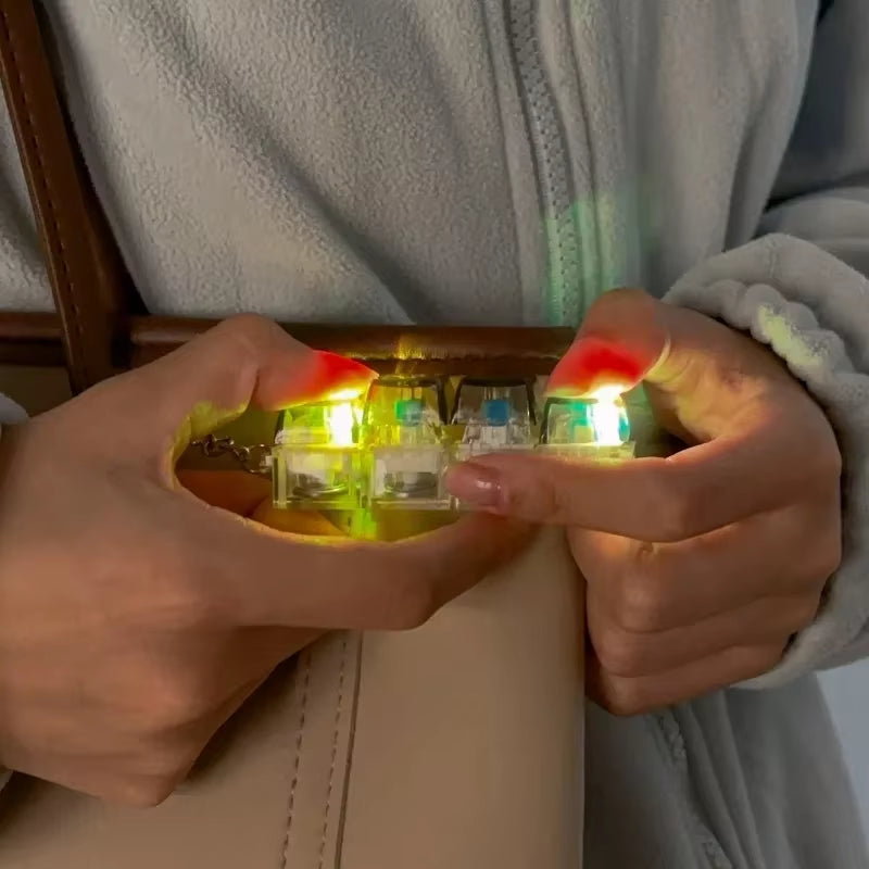 Keyboard Toy Keychain Mechanical Kid Keyboard Clicker Toy LED Lights Key Chains Stress Relief for Adultsanxiety Decompression